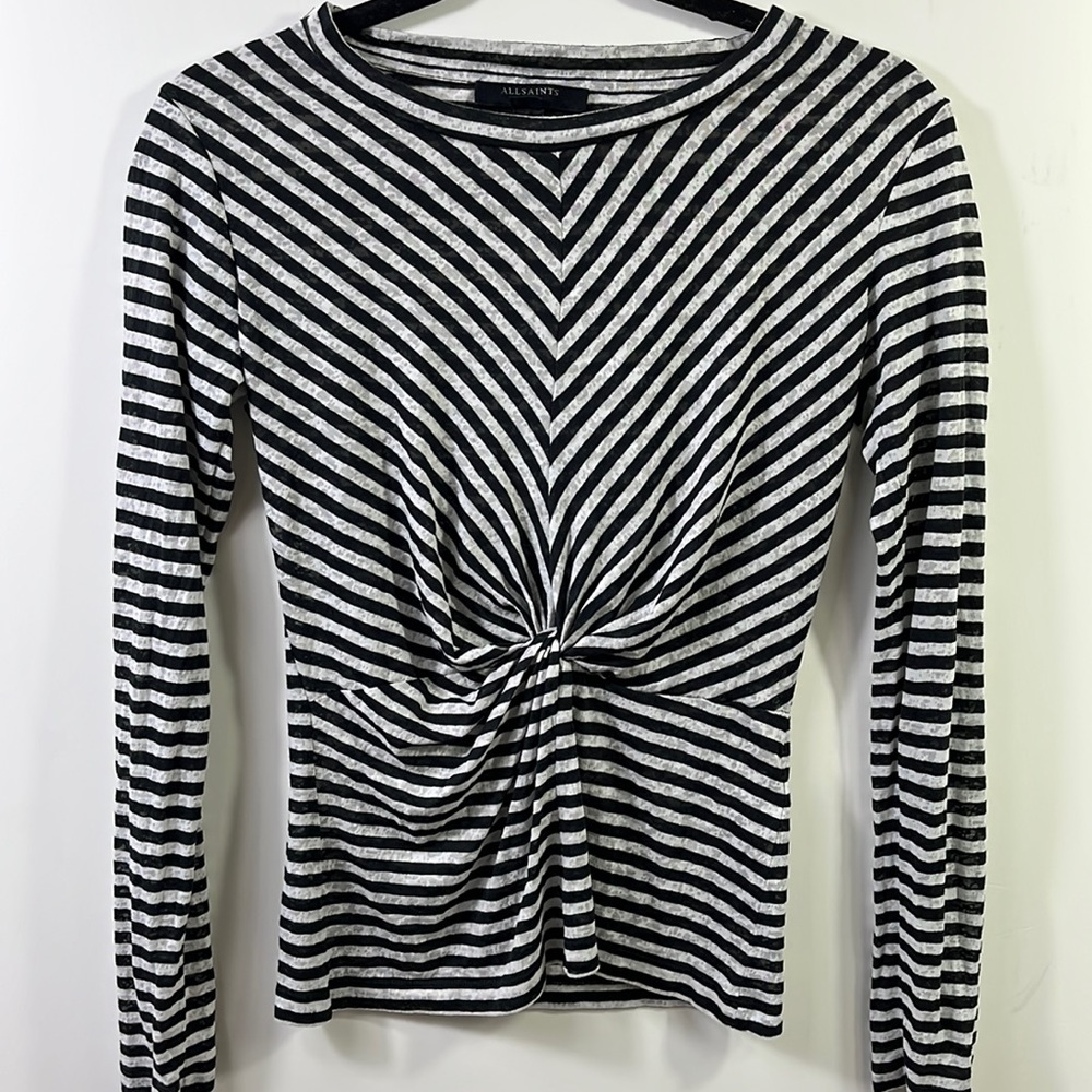 🆕All Saints>Burnout tissue knot front long sleeve shirt NWOT